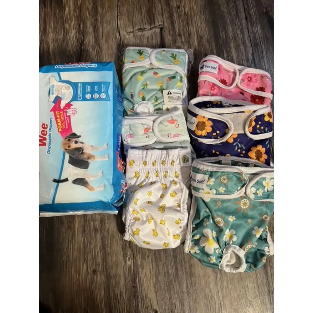 Lot of Dog Puppy Potty Period Washable Reusable Diapers Size Small Medium NIP